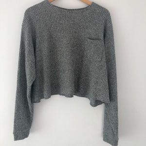 WILD FABLE Long Sleeve Gray Cropped Top Size XL
